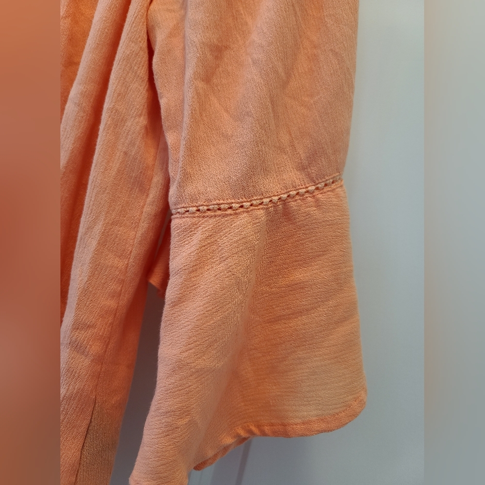 Lee Orange Ruffled Bell Sleeve Blouse - Picture 4 of 7